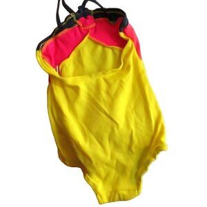 GIRLS 3x Swimsuit  Vintage 1980's NYLON STRETCH COLORBLOCK 1 Piece swim suit